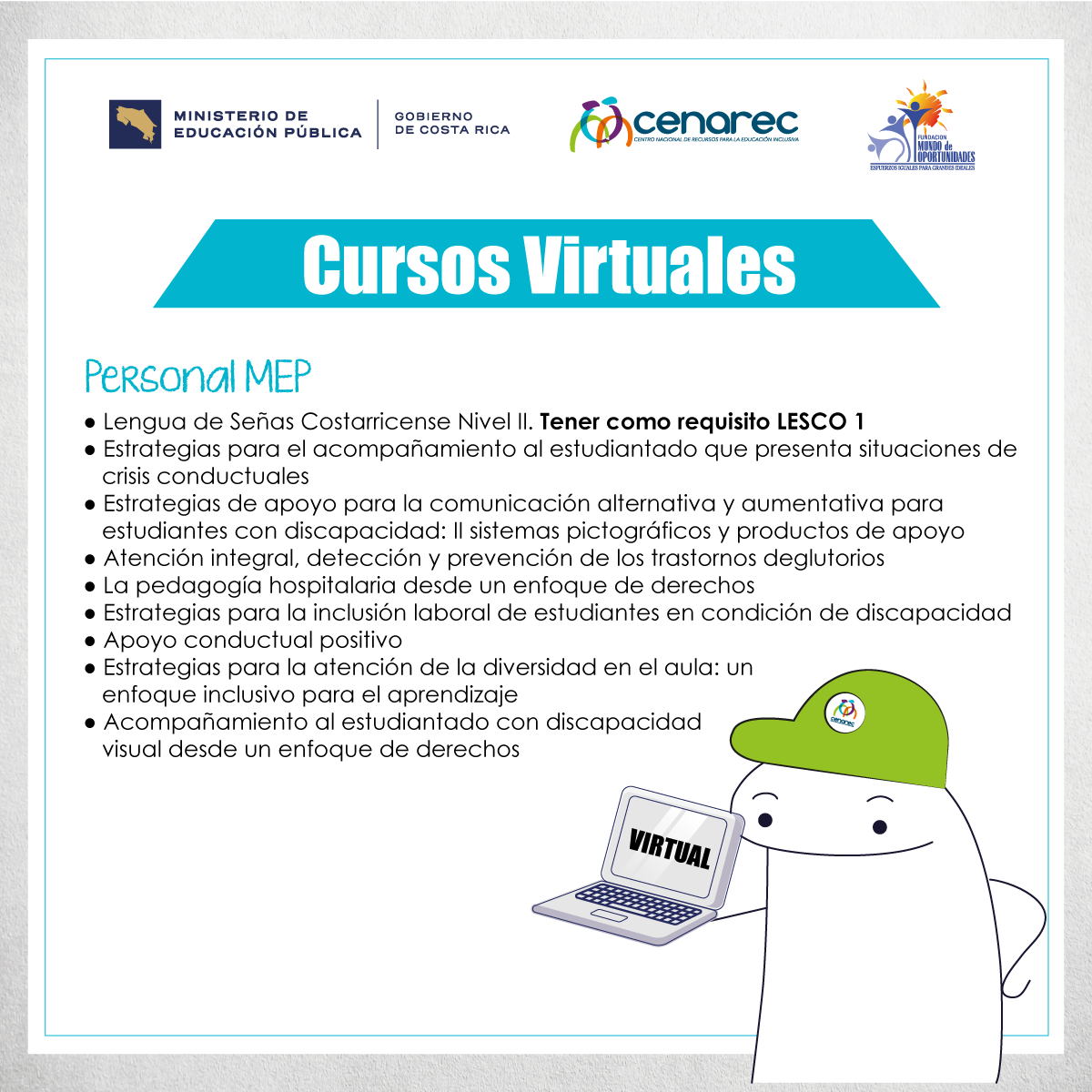 Matricula Julio Virtuales Personal MEP