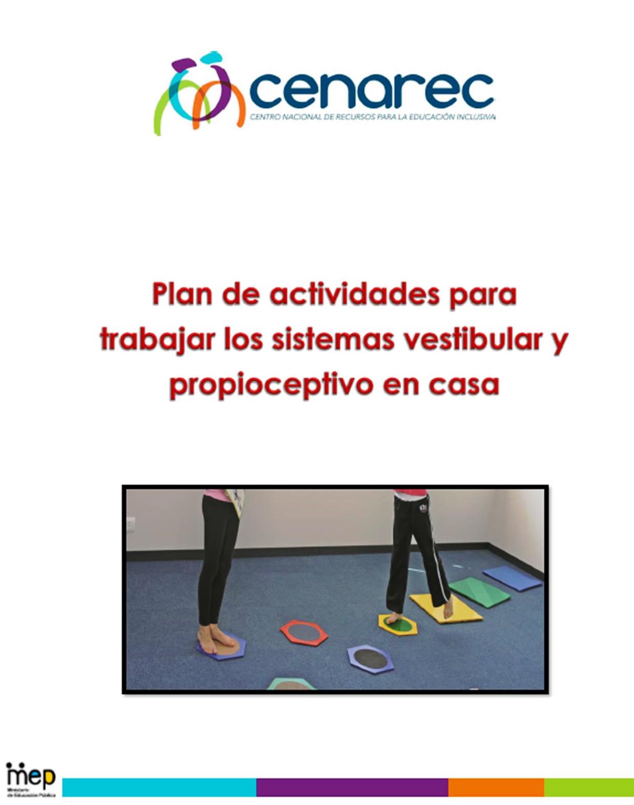 Portada Plan de actividades para trabajar sistemas vestibular y propioceptivo en casa Cenarec 2020
